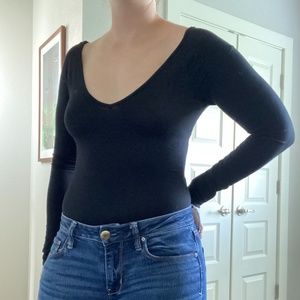 LUSH long sleeve criss cross back bodysuit